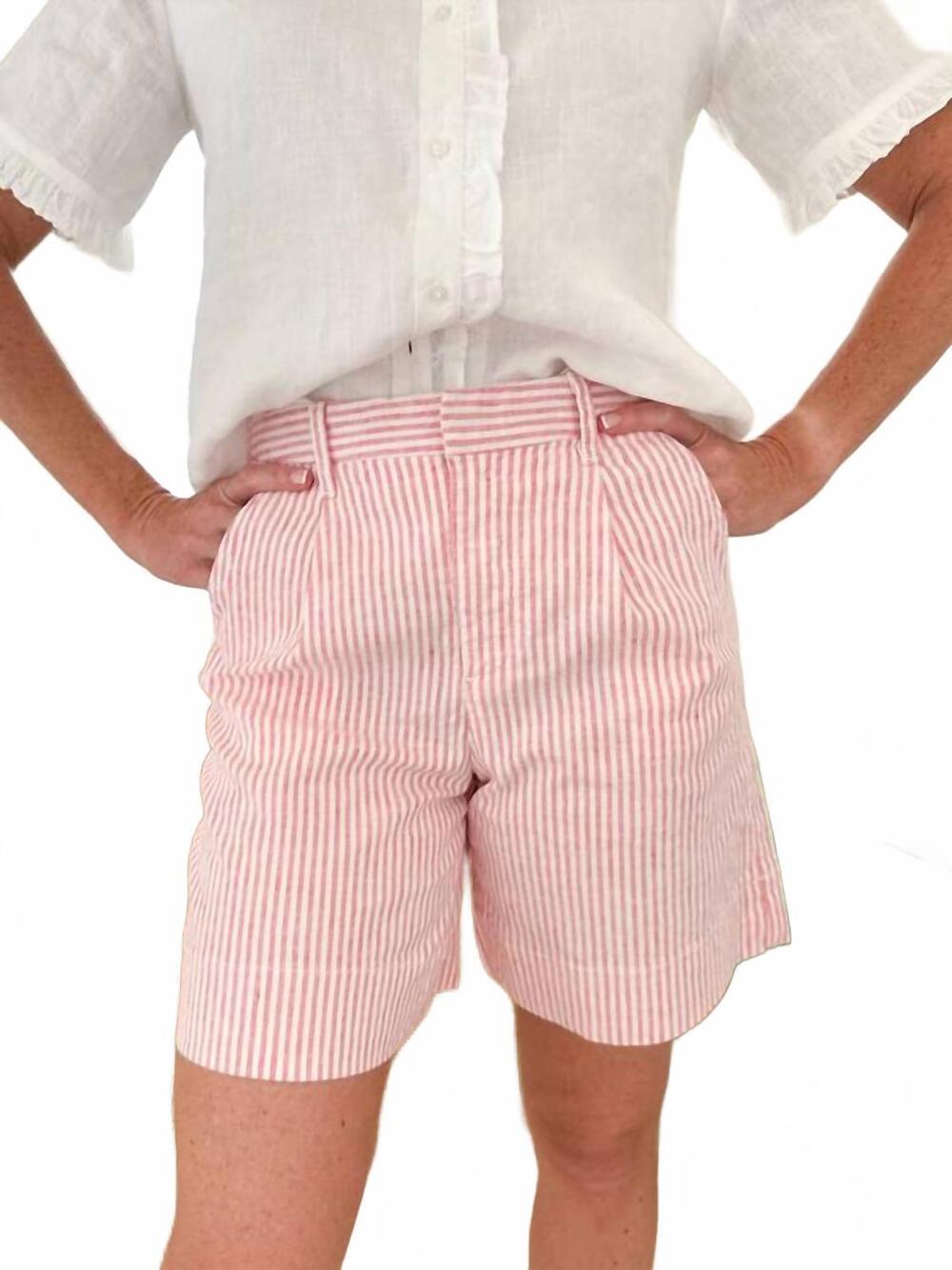 NEW FRANK & EILEEN waterford golf short in red/white stripe